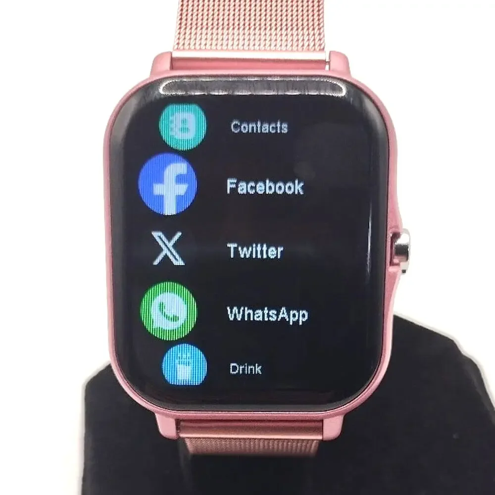 Pink Smartwatch Stainless Steel for Android or Apple Fitness Sleep Heart Tracker - Picture 4 of 10